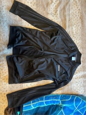 adidas Black Athletic Track Jacket with Subtle Stripe Accents